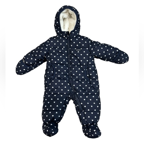 OshKosh B'Gosh Baby Infant Toddler Girls Bunting Snow Suit Navy Hearts 12 months - Picture 1 of 9